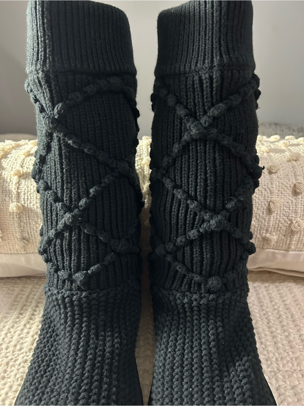 UGG Black Knit Sweater Boots - Picture 2 of 10